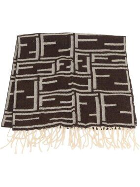 FENDI Zucca Canvas Scarf Wool Ivory Brown